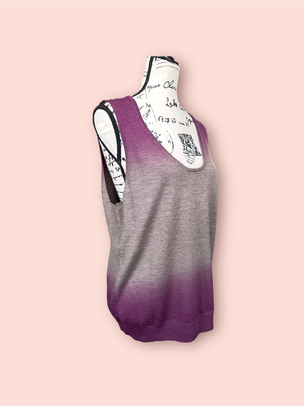 Escada Ombre Scoop-Neck Knit Tank in Purple and Gray